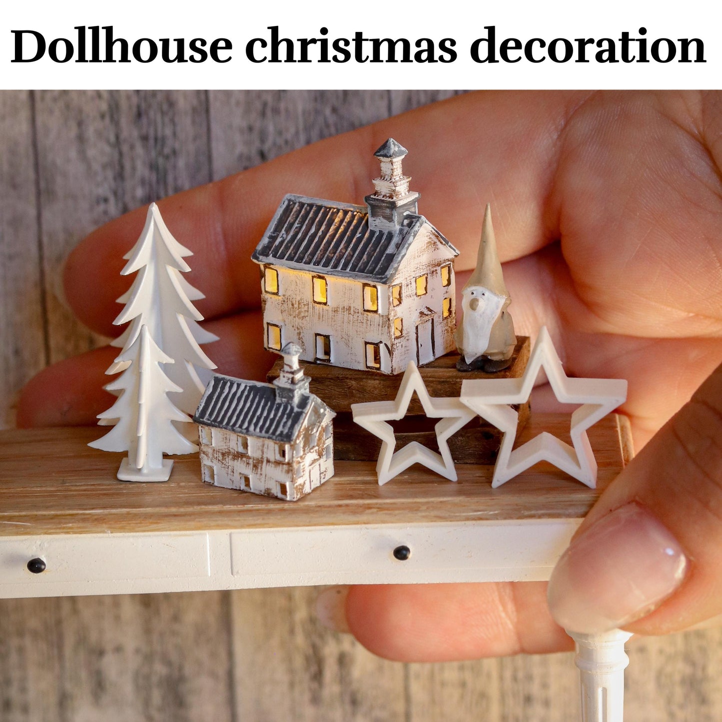 Dollhouse Christmas decoration 1:12 miniature church house 3d printed