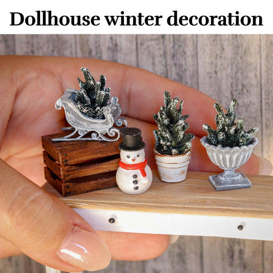 Dollhouse winter decoration 1:12 miniature 3d printed Fir