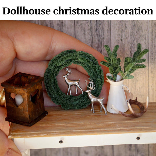 Dollhouse decoration 3d printed 1:12 miniature stag deer antler christmas