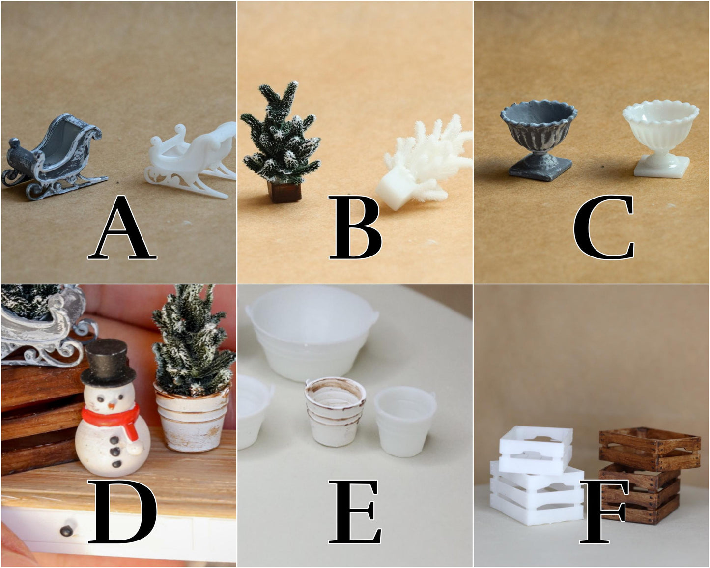 Dollhouse winter decoration 1:12 miniature 3d printed Fir